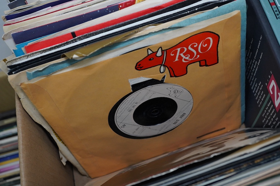 A collection of 7 inch singles, labels include harvest, EMI, Atlantic, Phillips, Pye, etc. artists include; Dave Brubeck, John Mayall, Happy Mondays, Phil Collins, The River Detectives, Mica Paris, Bonnie Tyler, Sheena E